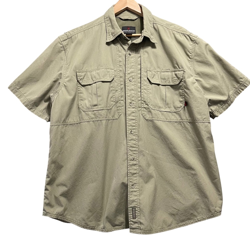 Woolrich Elite Series Tactical Shirt Mens XL Sage Green Short Sleeve Utility